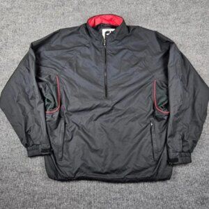 FootJoy DryJoys Golf Pullover Windbreaker Men's L Lightweight Half Zip Black Red